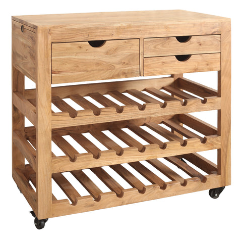 CARRELLO PORTA BOTTIGLIE CON CASSETTI CON TAGLIERE