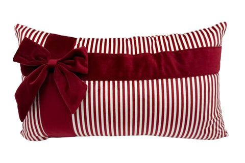 GIFTPACK - CUSCINO RIGHE CON FIOCCO ROSSO 50X30