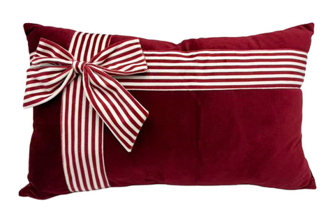 GIFTPACK - CUSCINO ROSSO CON FIOCCO RIGHE 50X30