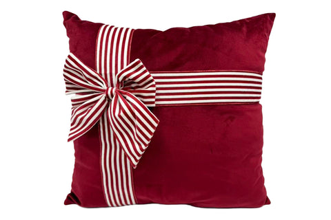 GIFTPACK - CUSCINO ROSSO CON FIOCCO RIGHE 45X45