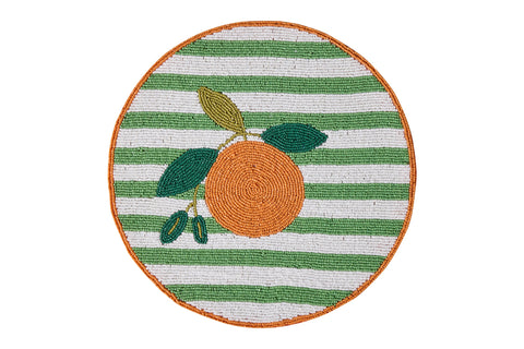 FRUITFUL - SOTTOPIATTI ARANCIA SET 1/4 RICAMATI CON PERLINE