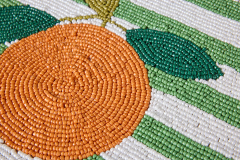 FRUITFUL - SOTTOPIATTI ARANCIA SET 1/4 RICAMATI CON PERLINE