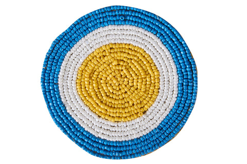 FRUTIFUL - SOTTO BICCHIERI SET 1/4 BLUE E BIANCHI CON PERLINE