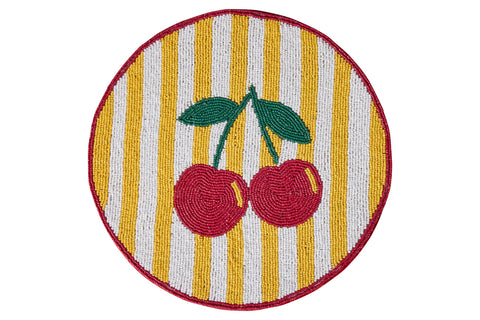 FRUITFUL - SOTTOPIATTI CILIEGIA SET 1/4 RICAMATI CON PERLINE