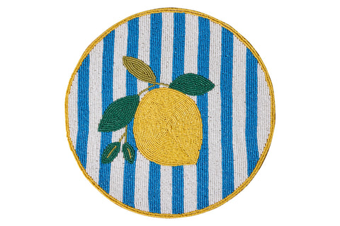 FRUITFUL - SOTTOPIATTI LIMONE SET 1/4 RICAMATI CON PERLINE