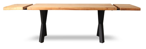 FARLEY - TAVOLO PRANZO ACACIA GAMBRE METALLO CON PROLUNGHE