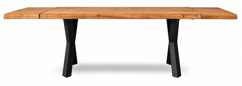 FARLEY - TAVOLO PRANZO ACACIA GAMBRE METALLO CON PROLUNGHE