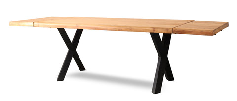 FARLEY - TAVOLO PRANZO ACACIA GAMBRE METALLO CON PROLUNGHE
