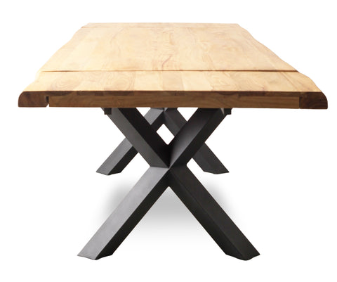FARLEY - TAVOLO PRANZO ACACIA GAMBRE METALLO CON PROLUNGHE