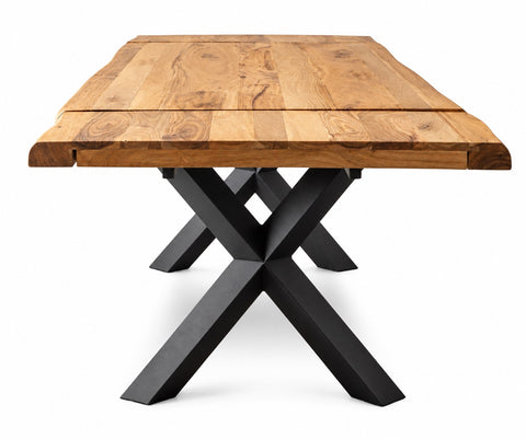 FARLEY - TAVOLO PRANZO ACACIA GAMBRE METALLO CON PROLUNGHE