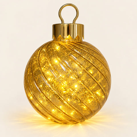 JINGLE - PALLA NATALE VETRO ORO CON LUCI LED
