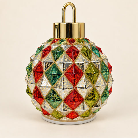 JINGLE - PALLA NATALE MULTICOLORE GIREVOLE PICCOLA CON LUCI LED