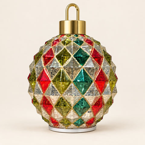JINGLE - PALLA NATALE MULTICOLORE GIREVOLE CON LUCI LED GRANDE