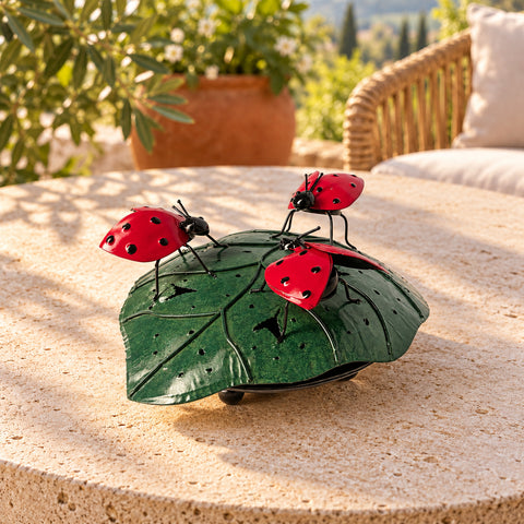 FOGLIA CON TRE COCCINELLE PORTA ZAMPIRONE