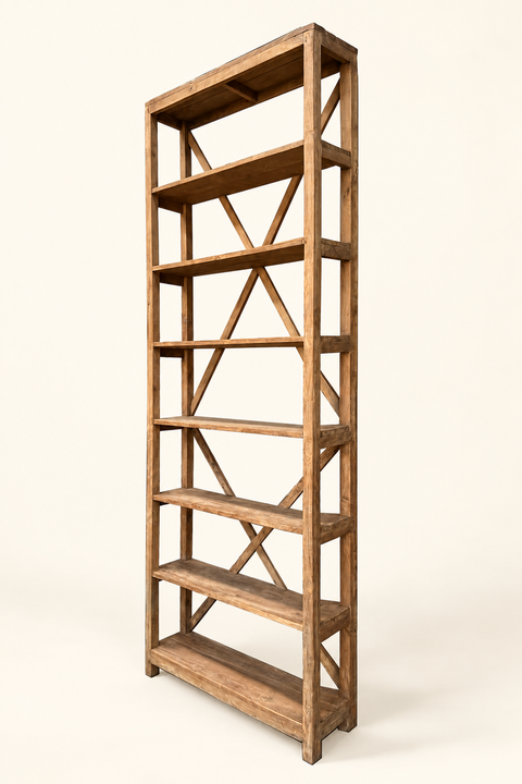 LIBRERIA 8 PIANI TEAK ORIGINALE — fondo avorio