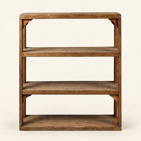 SCAFFALE 4 RIPIANI LEGNO RICICLATO — fondo avorio