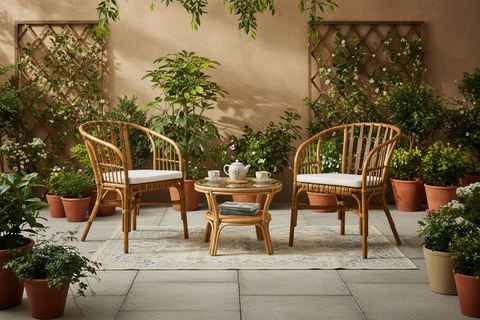 Barbados - Silla de exterior de ratán marrón con cojín