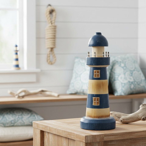 Faro decorativo in legno ambientato