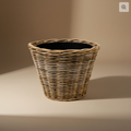 Fioriera rattan sfondo neutro