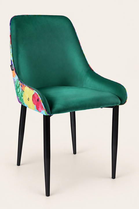 FLOWER - SEDIA VERDE CON RETRO FANTASIA FLOREALE - fondo avorio