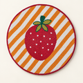 FRUITFUL - SOTTOPIATTI FRAGOLA SET 1/4 RICAMATI CON PERLINE - su fondo avorio con ombre morbide