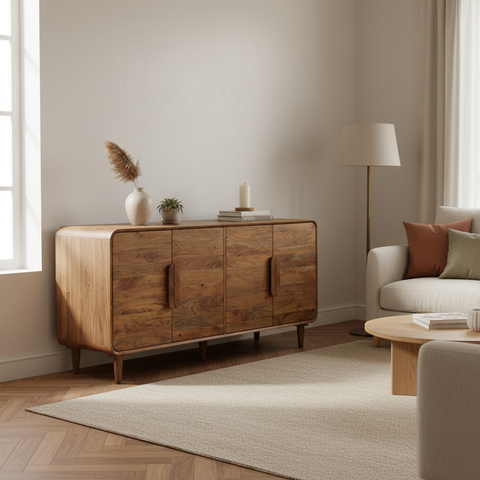 LEEDS Credenza 4 sportelli ambientata in salotto