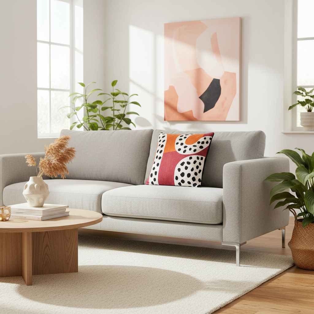 Cuscino decorativo in ambiente living moderno