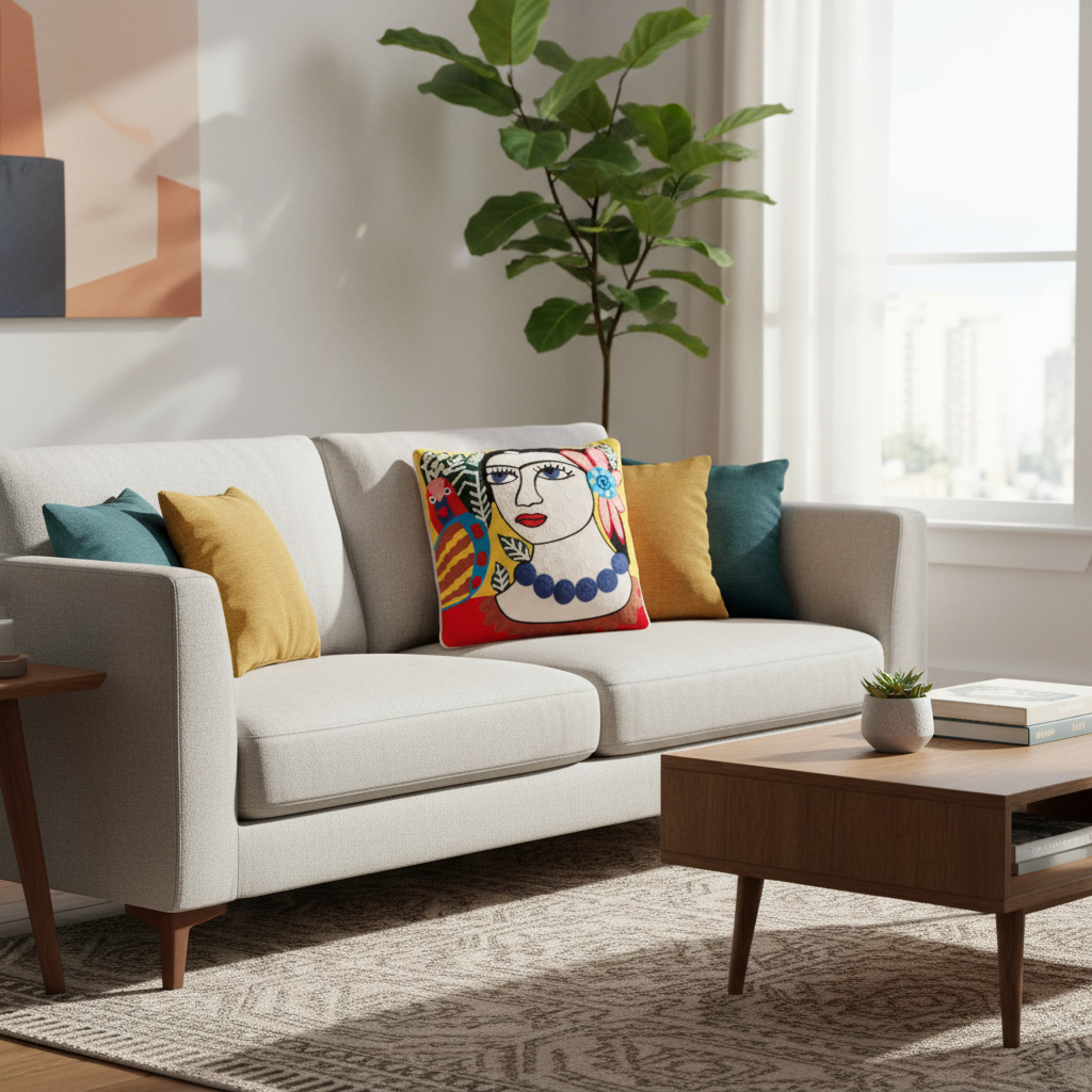 Cuscino decorativo in ambiente living moderno
