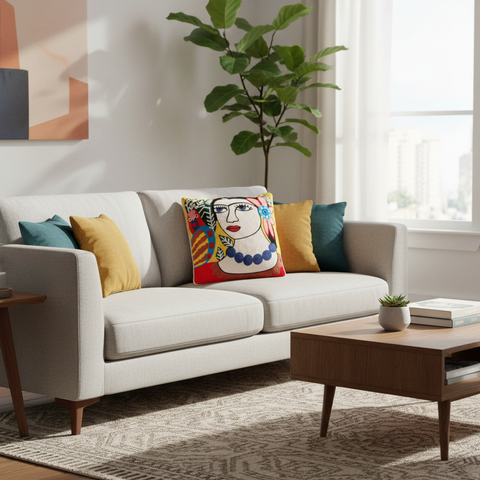 Cuscino decorativo in ambiente living moderno