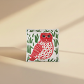 Cuscino Embroidery Gufo Rosso sfondo beige