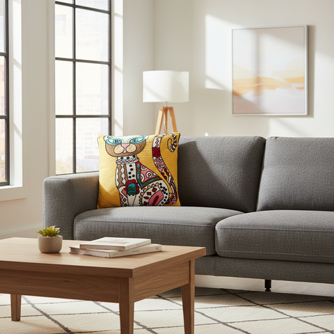 Cuscino decorativo in ambiente living moderno