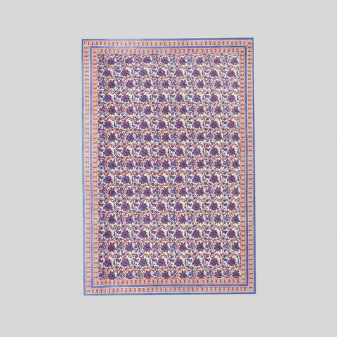 Mezzero Nasiros in cotone con pattern floreale rosso e blu - sfondo grigio