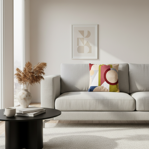 Cuscino decorativo in ambiente living moderno