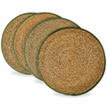 Sottopiatti Gourmet seagrass con bordo verde su sfondo bianco