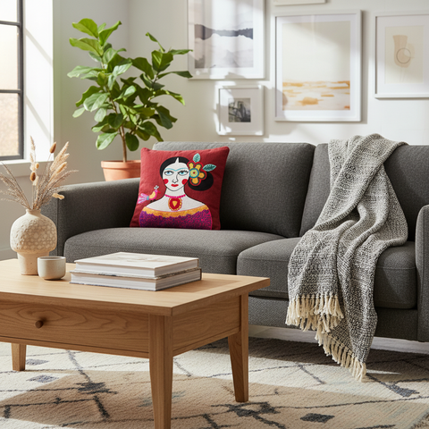 Cuscino decorativo in ambiente living moderno