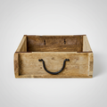Cassetta in legno naturale con maniglia in ferro e ganci interni