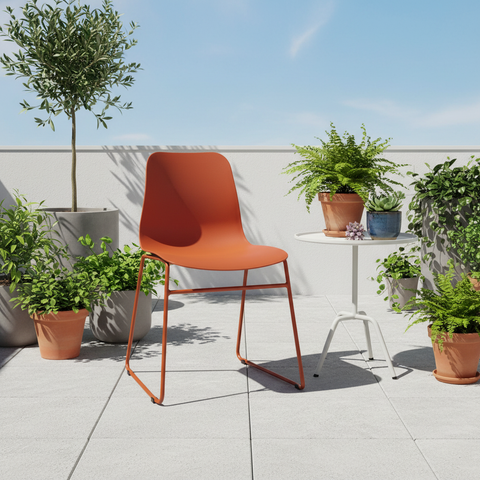 Sedia Padma arancione su terrazza outdoor