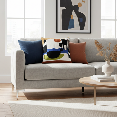 Cuscino decorativo in ambiente living moderno