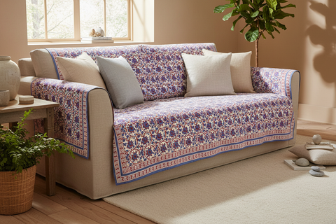 Mezzero Nasiros come copridivano in soggiorno rustico-contemporaneo