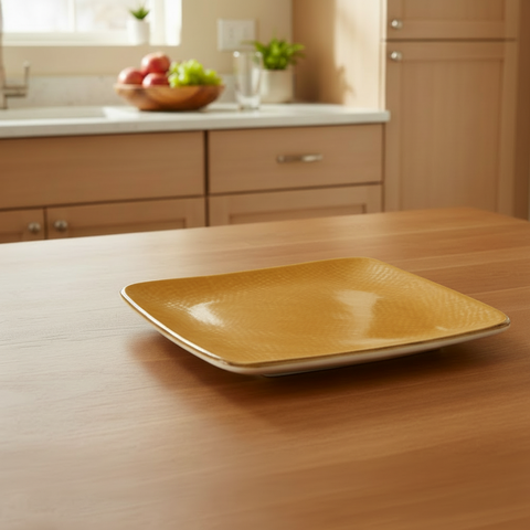 Piattino giallo senape in cucina