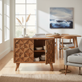 Credenza acacia mid-century in living contemporaneo