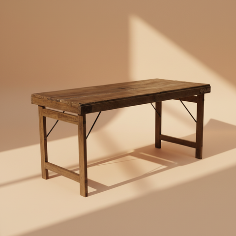 Tavolo Party in teak con gambe pieghevoli - sfondo neutro beige