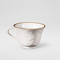 Tazza bianca su sfondo grigio