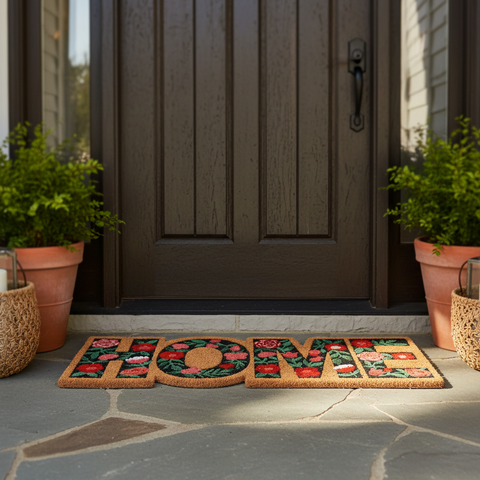 Zerbino Coco Door Mat Sagoma Home Fiorito all'ingresso