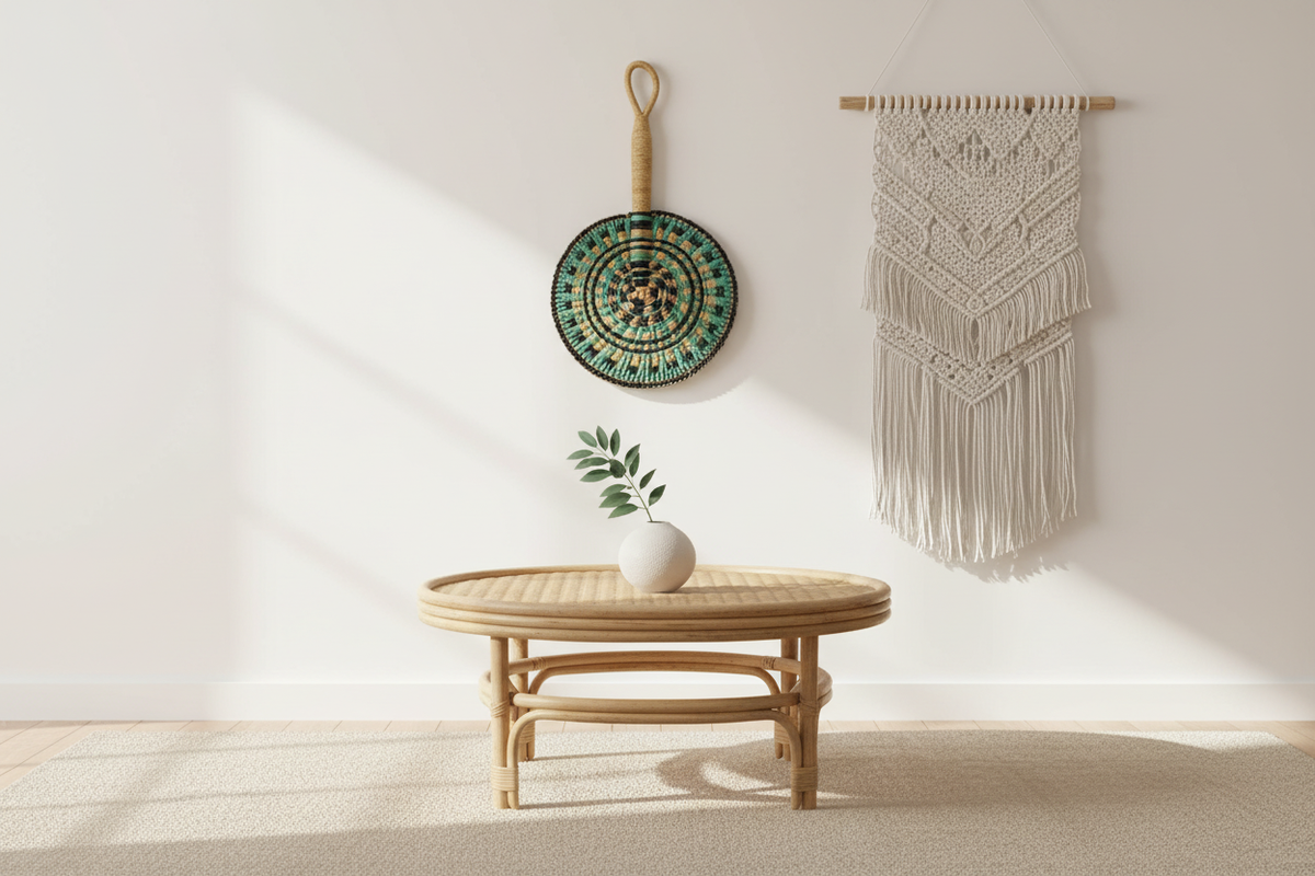 Ventolina decorativa appesa a parete in ambiente costiero mediterraneo