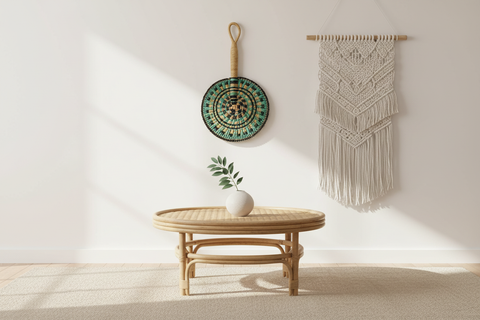 Ventolina decorativa appesa a parete in ambiente costiero mediterraneo