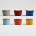 Set 6 ramekin ceramica multicolore su sfondo grigio con ombra