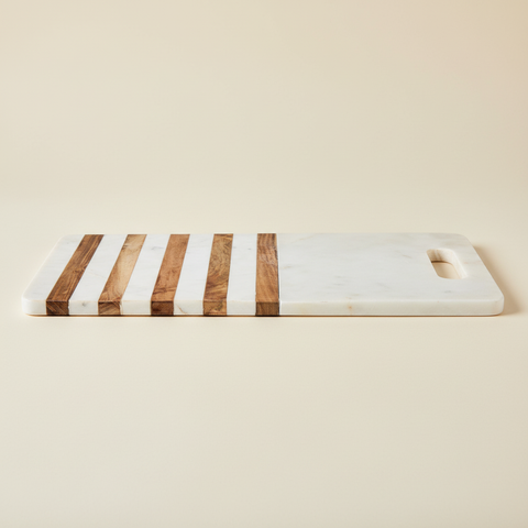 Tagliere Jamon marmo e legno su sfondo neutro