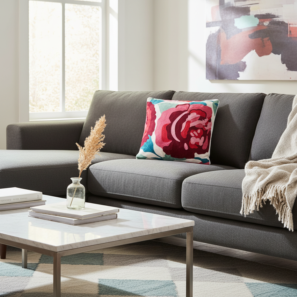 Cuscino decorativo in ambiente living moderno