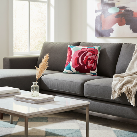Cuscino decorativo in ambiente living moderno